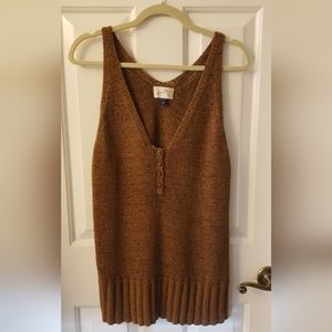 Sleeveless camel colored blouse size L